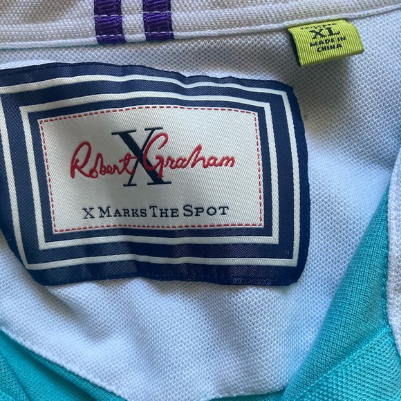 Robert Graham Cotton Pique Polo Turquoise - Picture 3 of 5